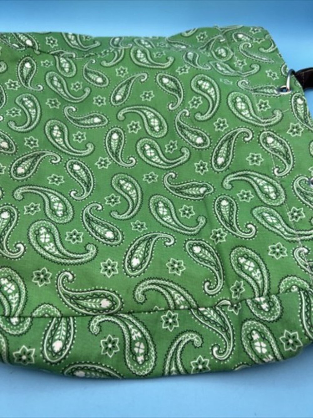NEIMAN MARCUS GREEN PURSE Paisley Swirl Design Print Large Tote Bag W Handles - Picture 9 of 9
